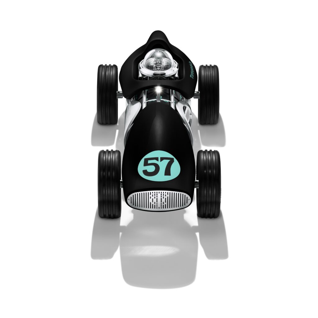 Time for Speed mechanical clock in aluminum with black and Tiffany Blue® automotive paint