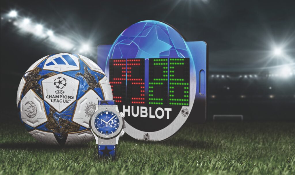 هوبلو تحتفي بكرة القدم مع ساعة Classic Fusion Chronograph UEFA Champions   League Titanium  