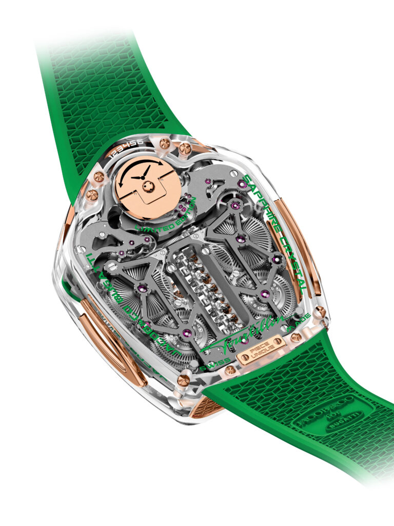 حركة التوربيون السويسرية المعقدة في Jacob & Co. Bugatti Tourbillon Sapphire Crystal شاهد فن صناعة الساعات الراقية