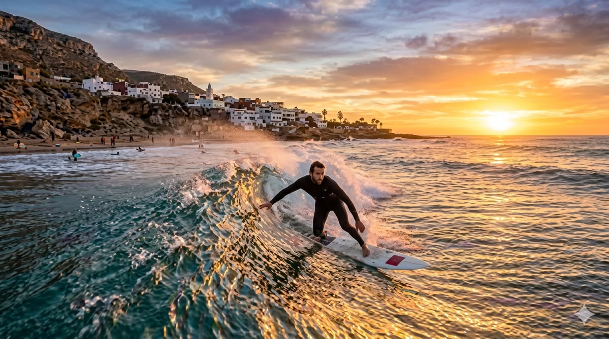 تغازوت حيث تبدأ المغامرة: أمواج أطلسية وثقافة Surf لا تُنسى – مصدر الصورة: Pinterest