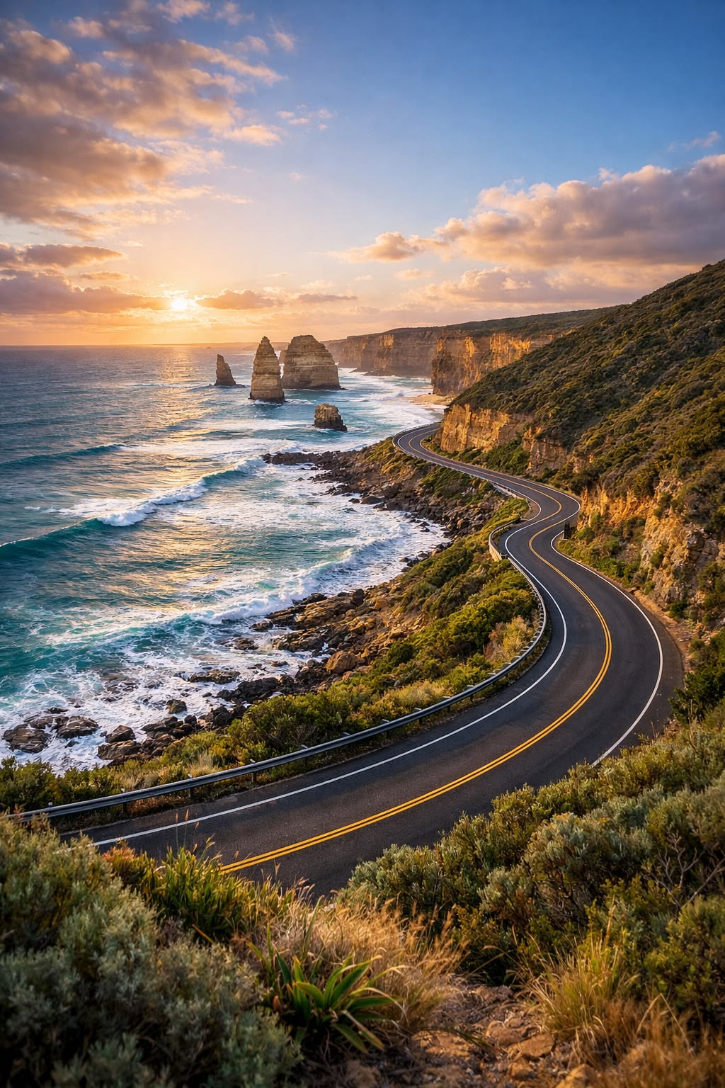 ساحل بري ينتهي عند Twelve Apostles – مصدر الصورة: Pinterest